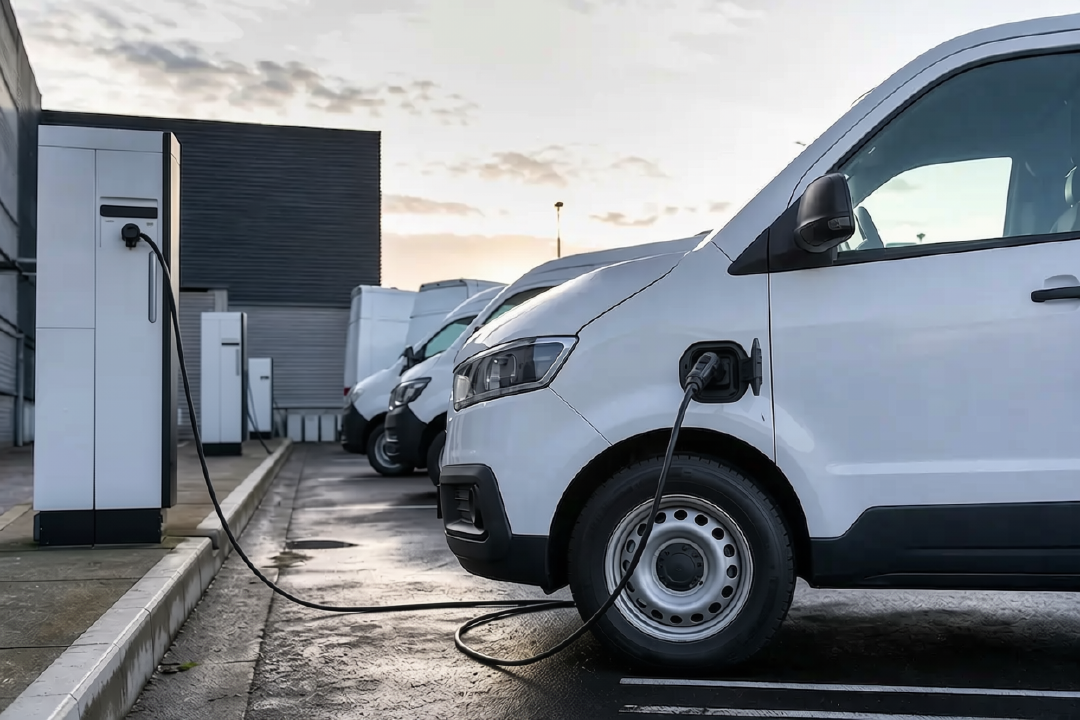 Frota de veículos elétricos em operação com pontos de recarga